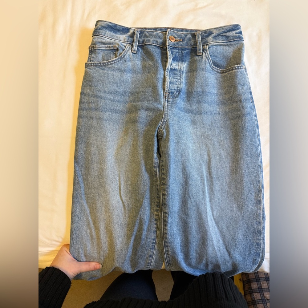 Express Light Blue Straight Leg Jeans